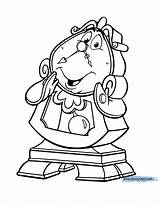 Coloring Pages Disney Belle Princess Cogsworth Printables Beast Beauty Invitations Princesses Clipart Face Troll Template Stationary Cards Mrs Disneyclips Potts sketch template