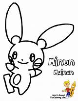 Minun Coloring Plusle Pages Print Getcolorings sketch template