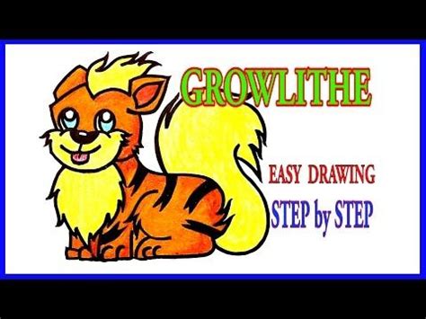 growlithe easy drawing step  step art tutorials  kids   color