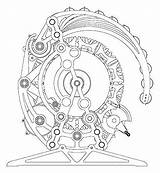 Clock Drawing Gears Steampunk Long Mechanical Now Drawings Engineering Foundation Cogs Gear Mechanic Tattoo Coloring Pages Tools Time Cool Chime sketch template