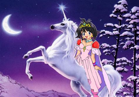 Amelia On An Beautiful White Unicorn Anime Slayers Fan