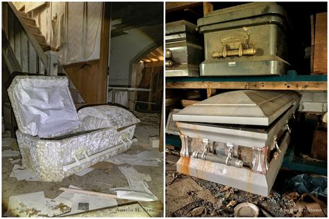 man explores eerie abandoned funeral home  childrens caskets