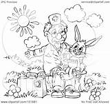 Outline Veterinarian Sick Rabbit Coloring Clipart Helping Royalty Illustration Bannykh Alex Rf 2021 sketch template