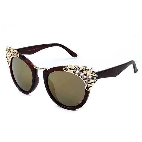 women s fashion plastic resin rhinestone cat eye sunglasses