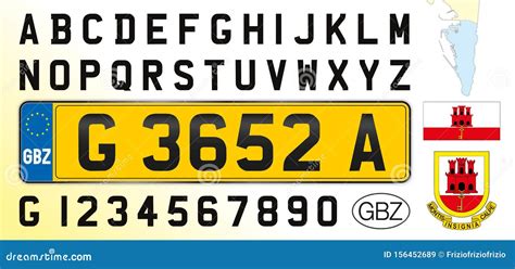 gibraltar car license plate letters numbers  symbols europe stock