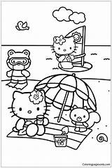 Kitty Hello Friends Pages Her Beach Coloring Color Print Adults Kids sketch template