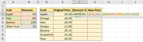 excels switch function including switch  vlookup