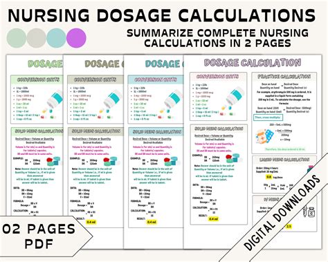 nursing dosage calculations cheat sheet dosage calculation etsy