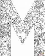 Coloring Letter Pages Alphabet Printable Mandala Plants Letters Kids Clipart Supercoloring Sheets Nature Print Adult Adults Book English Library Crafts sketch template