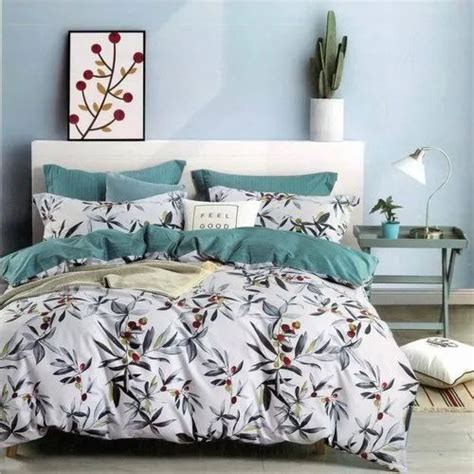 petal soft cotton white leaves bed sheet type double  rs piece