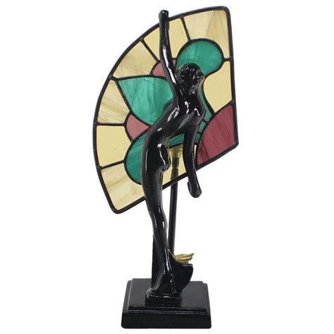 art deco nouveau style nude stained glass table lamp at 1stdibs