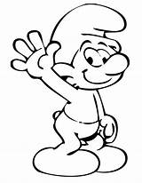 Coloring Smurf Waving sketch template