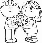 Valentine Kids Clipart Children Clip Funny Clipartmag Coloring sketch template