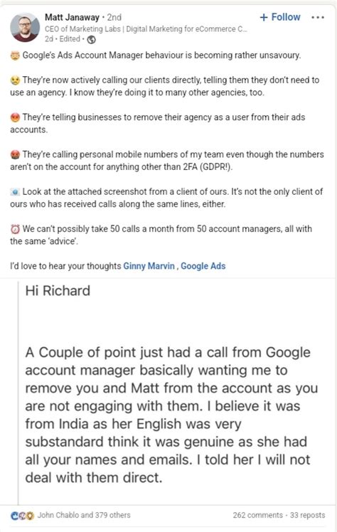 google ads account managers shouldnt contact clients