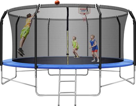 ft trampoline  basketball hoopsafety enclosure net lbs