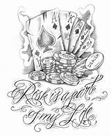 Gambling Chicano Skull Gamble Gangsta Tatuagem Lifes Papirouge Dinheiro Notas sketch template