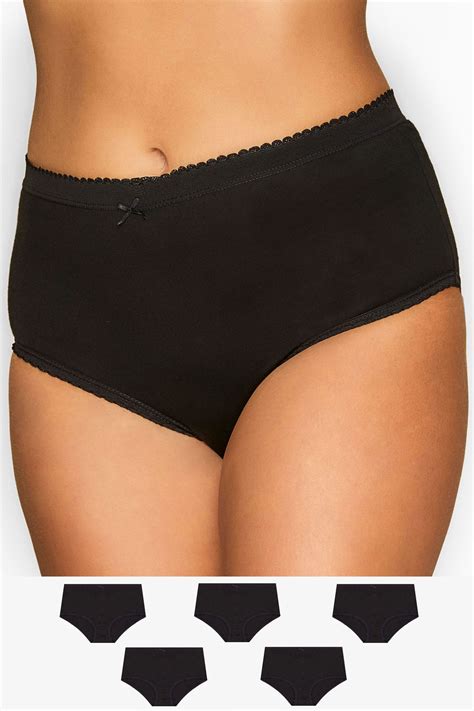 5 Pack Black Cotton Full Brief Plus Size 14 To 36 Yours Clothing