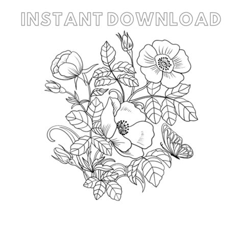 flower coloring page  digital printible instant   tshirtsup