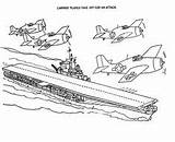 Carrier Battleship Colour Coloringsky Ship Airplane Lotniskowiec sketch template