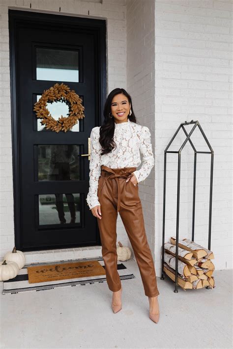 style leather pants   simple fall outfit color chic leather pants outfit night