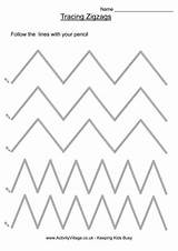 Tracing Zigzags Zig Zag Dotted sketch template