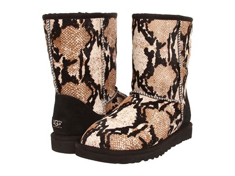 ugg ugg australia cold weather boots classic short reptile print  beige black lyst
