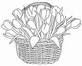 Basket Coloring Flowers Pages Tulips Beautiful Flower Tocolor Drawing Color Stamps Kids Choose Board Print Digital Bird Utilising Button Place sketch template