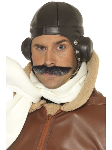 1940s Brown Pilot Flying Hat Mens Fancy Dress Ww2 Biggles Uniform