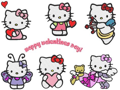 kitty valentines embroidery designs  sizes