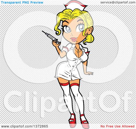 Clipart Of A Sexy Blond White Nurse Pinup Woman Holding A