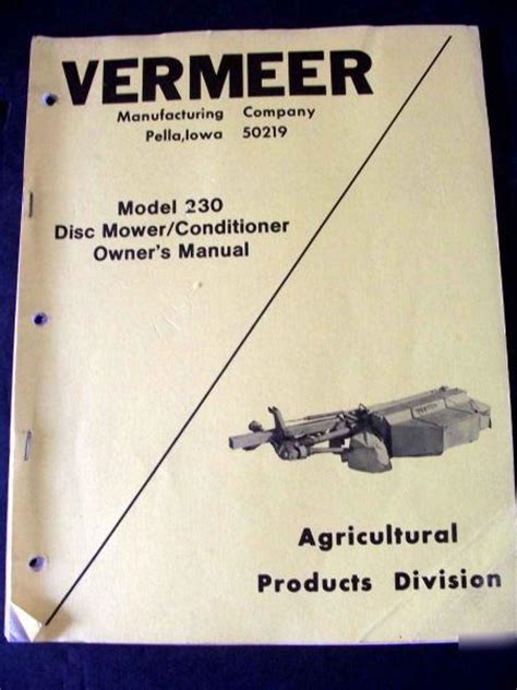 vermeer  disc mower conditioner operators manual