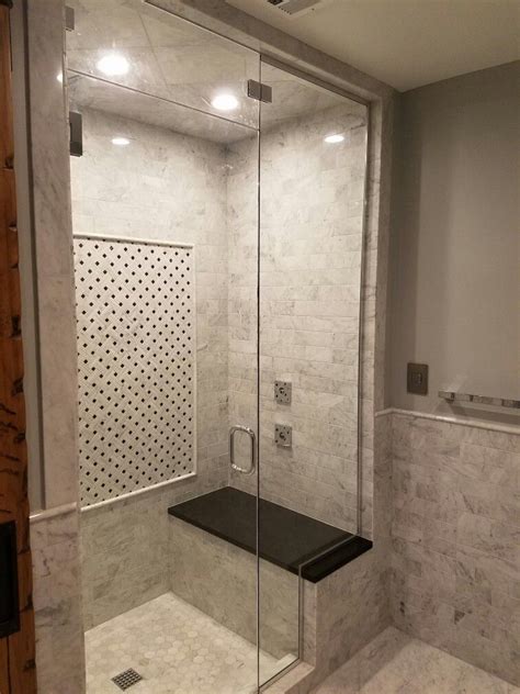 Carrara Marble Steam Shower With 3 8 Glass Shower Door