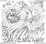 Phoenix Coloring Pages Outline Boy Royalty Clipart Illustration Bannykh Alex Rf sketch template