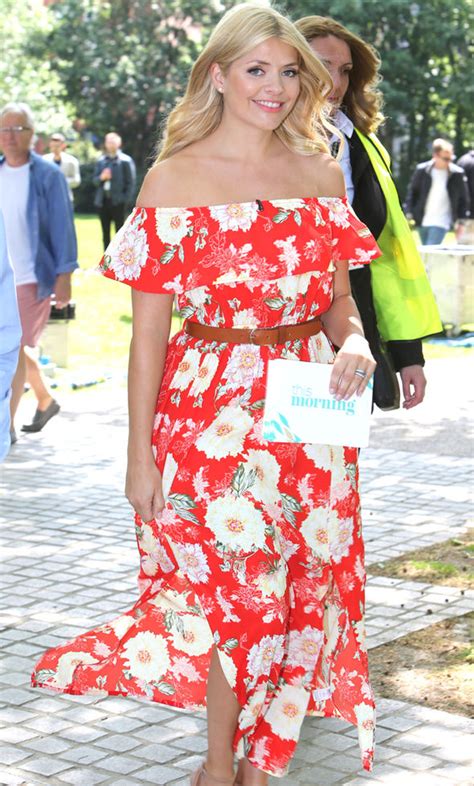 holly willoughby turns heads in sexy off the shoulder dress for outdoor
