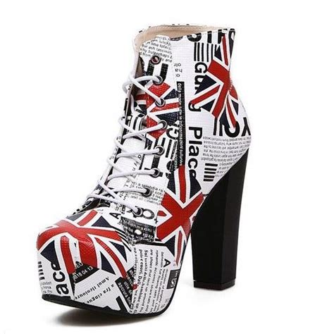 british flag boots lace high heels womens boots martin boots