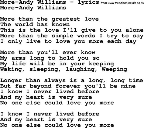 love song lyrics formore andy williams