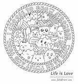 Kawaii Coloring Pages Doodle Pusheen Kids Color Adults Doodling Life Adult Children Print Beautiful Printable Funny Justcolor Characters Cats Donut sketch template