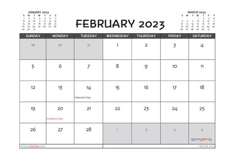monthly calendar printable february   calender  update