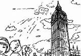 Coloring London Visiting Pages Clock Tower Kids Netart sketch template