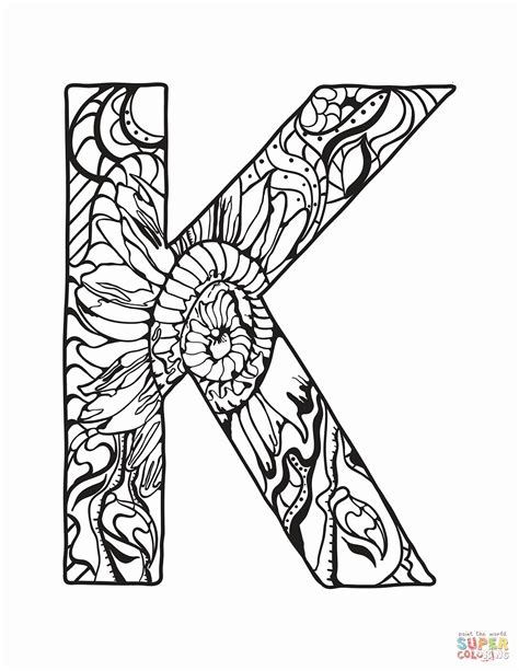letter  coloring page elegant letter  zentangle coloring page