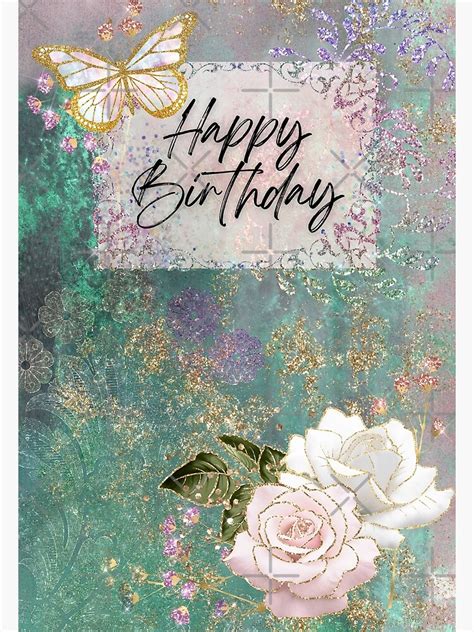 shabby chic happy birthday card  accessories poster  sale