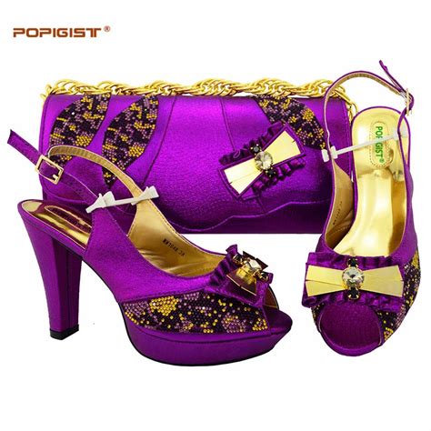 Purple High Quality Pu Leather With Rhinestones Italian Shoe With