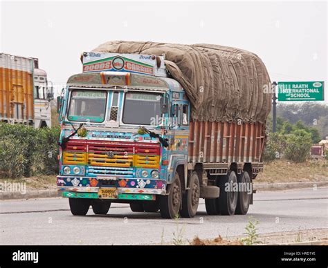 trucks  rajasthan   jaipur  delhi state highway india  stock photo  alamy
