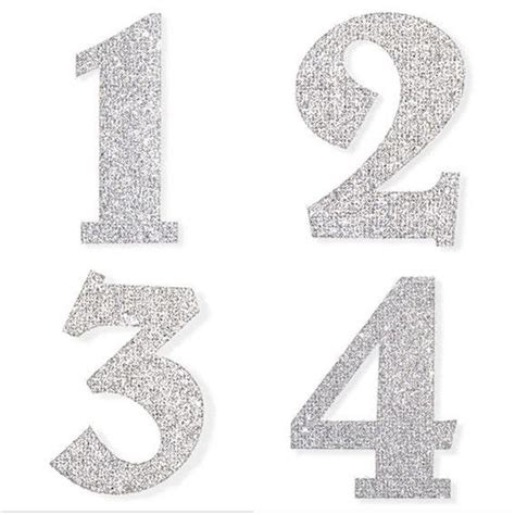 silver glitter number stickers  adhesive peel  numbers     sparkly lightweight
