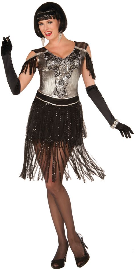 womens enchanted roaring  black  silver flapper costume fancy dress ebay