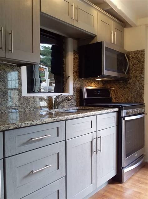 santa cecilia gold granite nova light grey shaker cabinets kitchen cabinets  granite blue