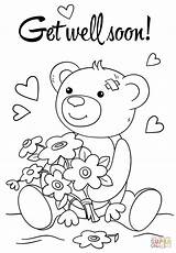 Soon Coloring Well Pages Cute Better Feel Printable Cards Hope Card Kids Bear Teddy Color Colouring Supercoloring Sheets Printables Drawing sketch template
