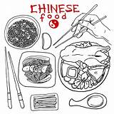 Chinese Food Set Illustration sketch template