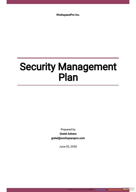 sample security management plan template google docs word
