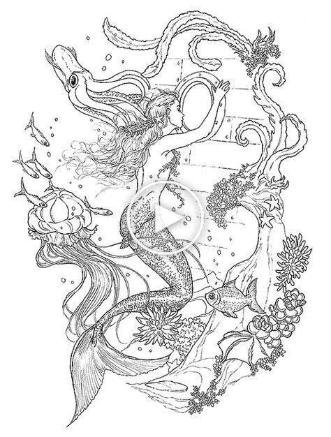 drawing mermaid tattoo coloring pages  ideas   mermaid